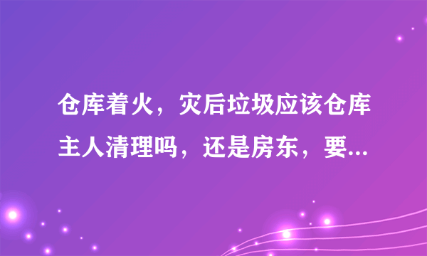 仓库着火，灾后垃圾应该仓库主人清理吗，还是房东，要是不清理怎么办？