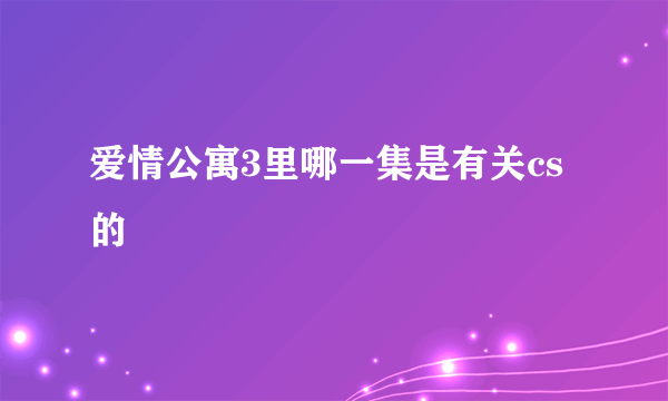 爱情公寓3里哪一集是有关cs的