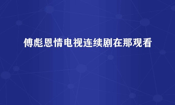 傅彪恩情电视连续剧在那观看