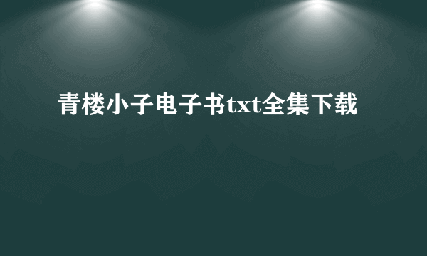 青楼小子电子书txt全集下载