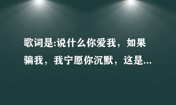 歌词是:说什么你爱我，如果骗我，我宁愿你沉默，这是什么歌?