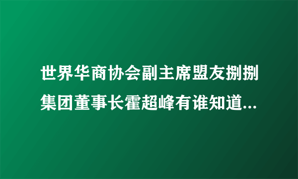 世界华商协会副主席盟友捌捌集团董事长霍超峰有谁知道他是干嘛的？