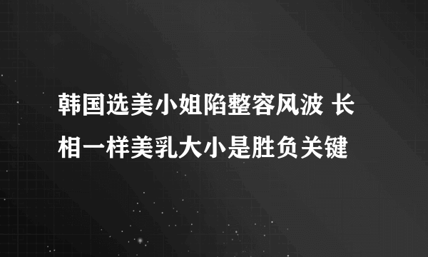 韩国选美小姐陷整容风波 长相一样美乳大小是胜负关键