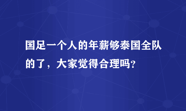 国足一个人的年薪够泰国全队的了，大家觉得合理吗？