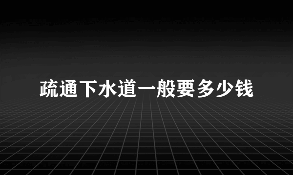 疏通下水道一般要多少钱