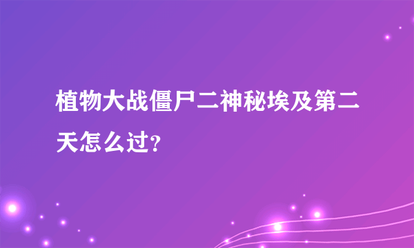 植物大战僵尸二神秘埃及第二天怎么过？