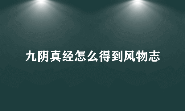 九阴真经怎么得到风物志