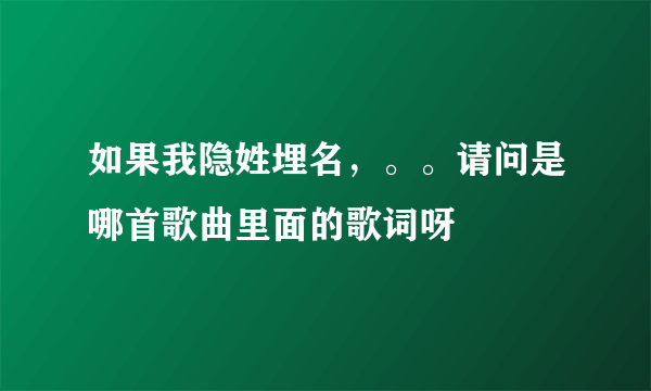 如果我隐姓埋名，。。请问是哪首歌曲里面的歌词呀