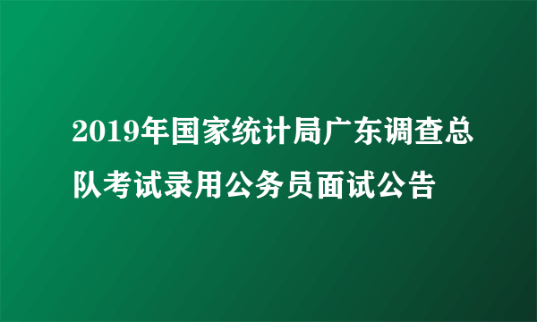 2019年国家统计局广东调查总队考试录用公务员面试公告