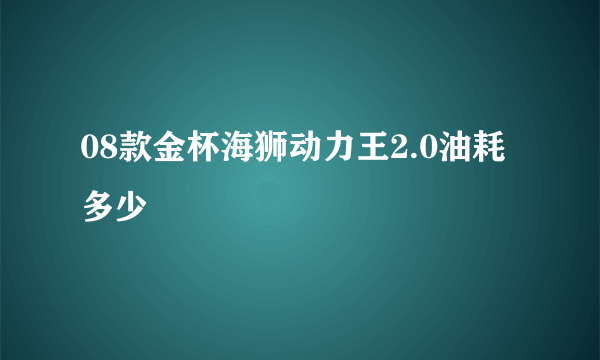 08款金杯海狮动力王2.0油耗多少