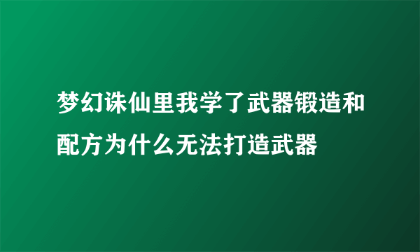 梦幻诛仙里我学了武器锻造和配方为什么无法打造武器