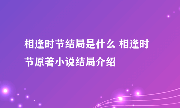 相逢时节结局是什么 相逢时节原著小说结局介绍