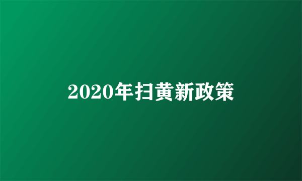 2020年扫黄新政策