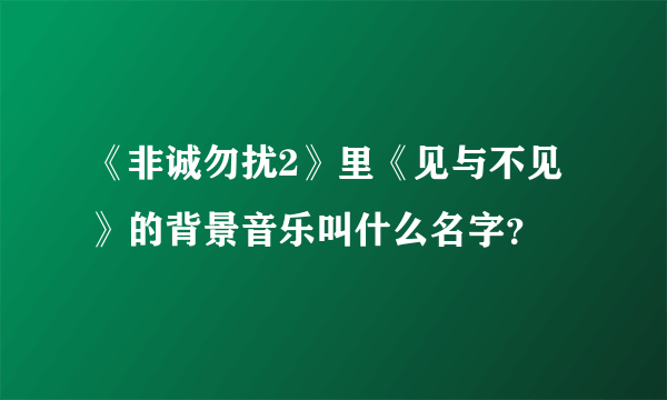 《非诚勿扰2》里《见与不见》的背景音乐叫什么名字？