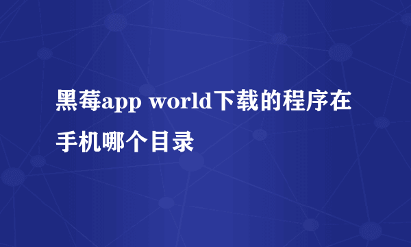 黑莓app world下载的程序在手机哪个目录