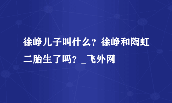 徐峥儿子叫什么？徐峥和陶虹二胎生了吗？_飞外网