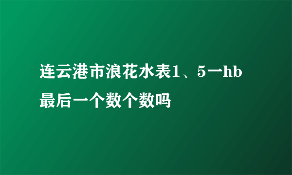 连云港市浪花水表1、5一hb最后一个数个数吗