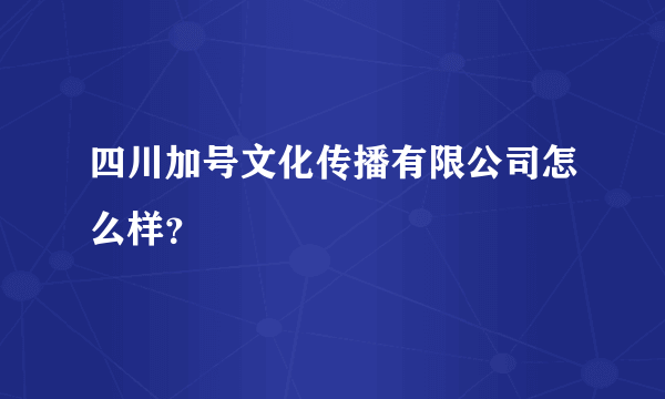 四川加号文化传播有限公司怎么样？