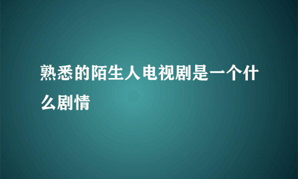 熟悉的陌生人电视剧是一个什么剧情