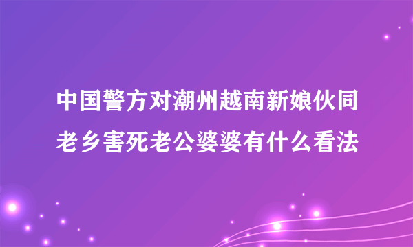 中国警方对潮州越南新娘伙同老乡害死老公婆婆有什么看法