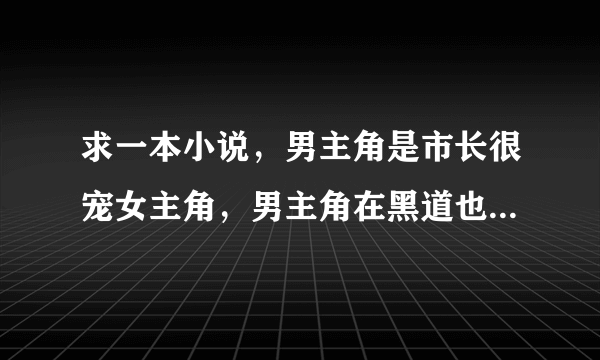 求一本小说，男主角是市长很宠女主角，男主角在黑道也很有势力还有三个好兄弟，最后因为女主角差点不要自