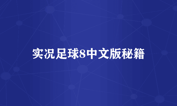 实况足球8中文版秘籍