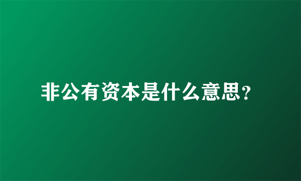 非公有资本是什么意思？