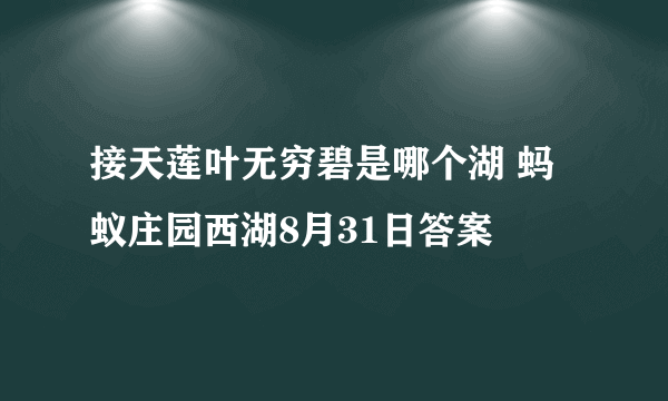 接天莲叶无穷碧是哪个湖 蚂蚁庄园西湖8月31日答案