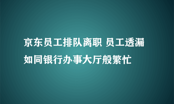 京东员工排队离职 员工透漏如同银行办事大厅般繁忙