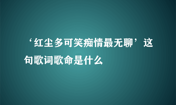 ‘红尘多可笑痴情最无聊’这句歌词歌命是什么