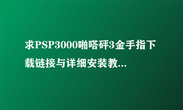 求PSP3000啪嗒砰3金手指下载链接与详细安装教程指导，及代码，因本人是新手所以请求各位高手帮助啊。