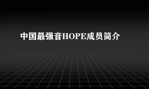 中国最强音HOPE成员简介