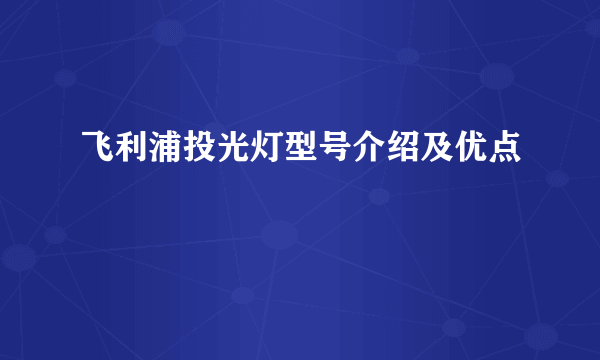 飞利浦投光灯型号介绍及优点