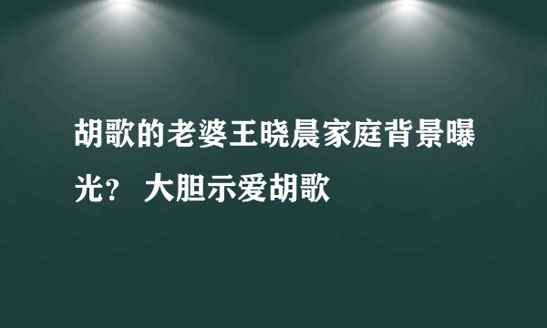 胡歌的老婆王晓晨家庭背景曝光？ 大胆示爱胡歌