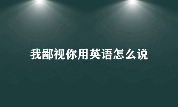 我鄙视你用英语怎么说