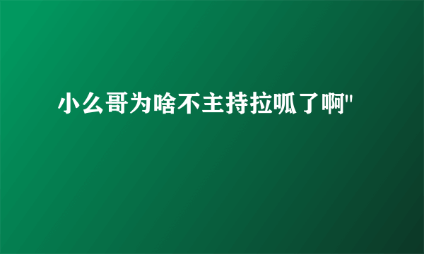 小么哥为啥不主持拉呱了啊