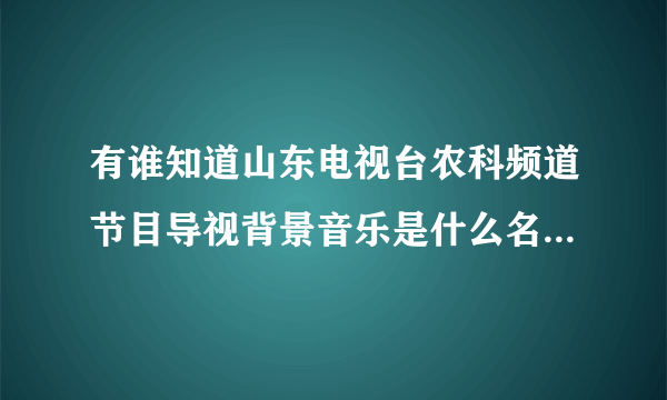 有谁知道山东电视台农科频道节目导视背景音乐是什么名字？好象是首英文名字的