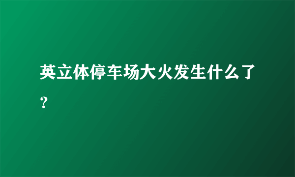 英立体停车场大火发生什么了？