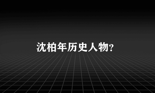 沈柏年历史人物？