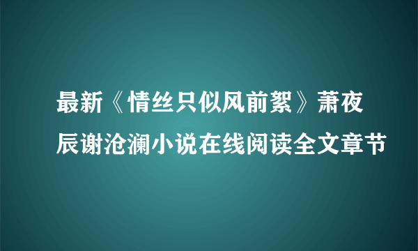 最新《情丝只似风前絮》萧夜辰谢沧澜小说在线阅读全文章节