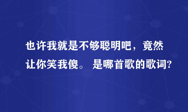 也许我就是不够聪明吧，竟然让你笑我傻。 是哪首歌的歌词?