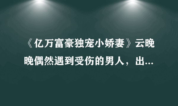 《亿万富豪独宠小娇妻》云晚晚偶然遇到受伤的男人，出于好心救他一命