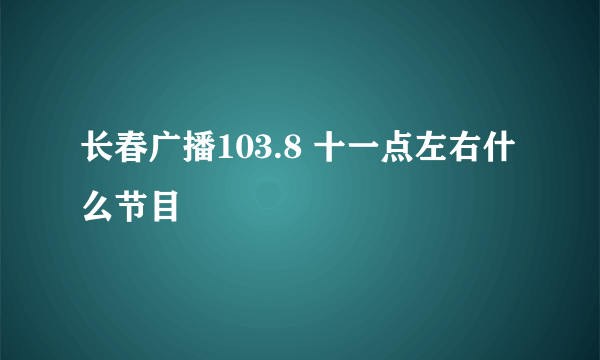 长春广播103.8 十一点左右什么节目