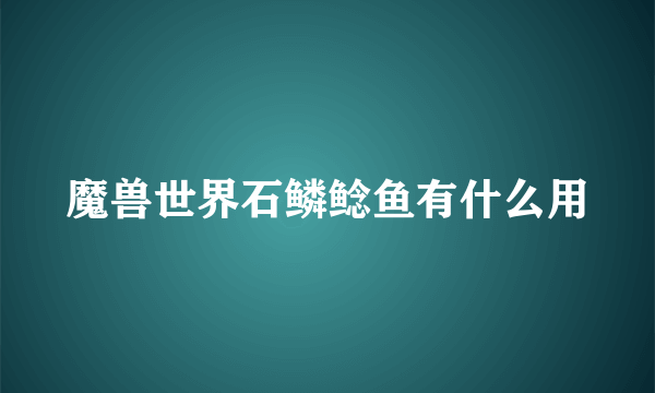 魔兽世界石鳞鲶鱼有什么用