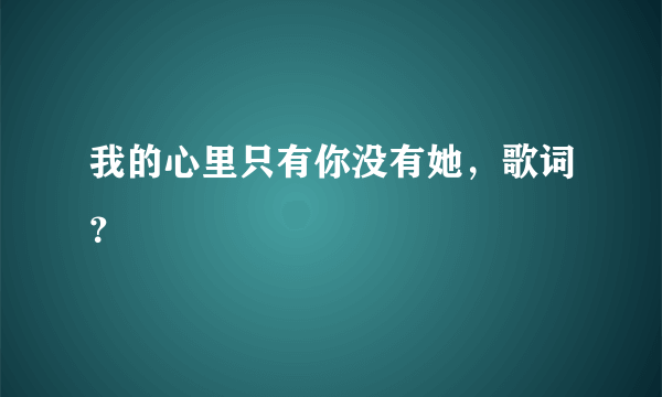 我的心里只有你没有她，歌词？