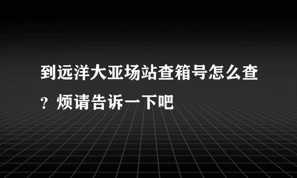 到远洋大亚场站查箱号怎么查？烦请告诉一下吧