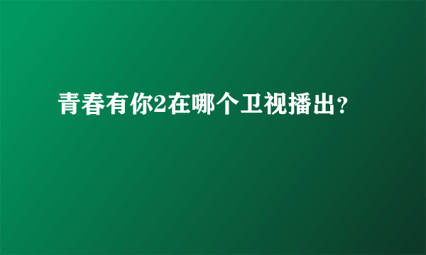 青春有你2在哪个卫视播出？