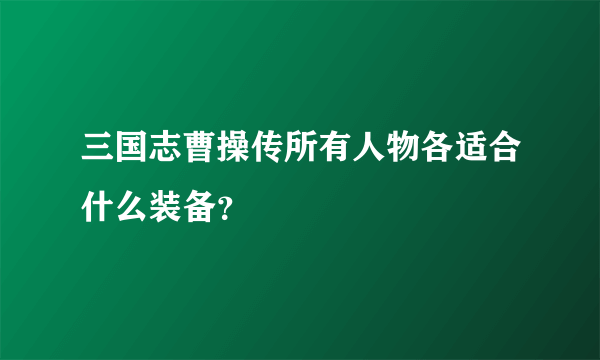 三国志曹操传所有人物各适合什么装备？