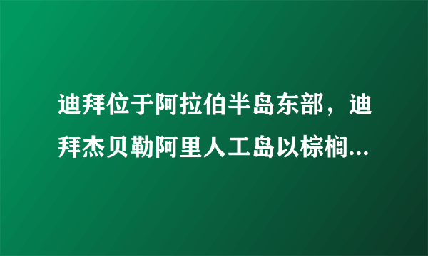 迪拜位于阿拉伯半岛东部，迪拜杰贝勒阿里人工岛以棕榈树为设计原型，跨度15公里，增加海岸线720公里，建有65个港口泊位，是世界上最大的人工港。如图为杰贝勒阿里人工岛设计图。完成14～15题。该人工岛的建设主要利用了海洋（　　）A.生物资源B.空间资源C.能源资源D.矿产资源