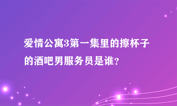 爱情公寓3第一集里的擦杯子的酒吧男服务员是谁？